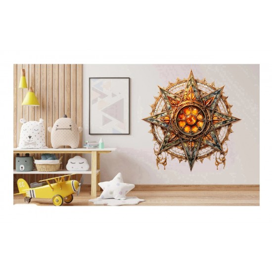 Sticker decorativ, Stea, Portocaliu, 61 cm, 1328STK-2