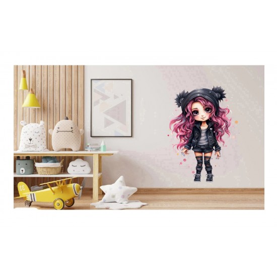 Sticker decorativ, Printesa Rock, Roz, 83 cm, 1331STK-11