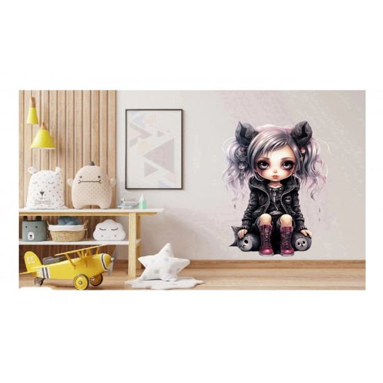 Sticker decorativ, Printesa Rock, Negru, 76 cm, 1331STK-7