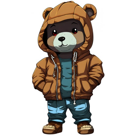 Sticker decorativ, Teddy Hip Hop, Maro, 90 cm, 1332STK-4 Sticker decorativ, Teddy Hip Hop, Maro, 90 cm, 1332STK-4
