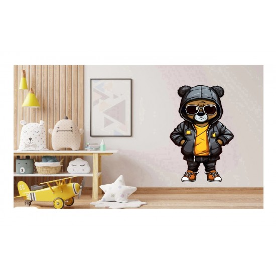 Sticker decorativ, Teddy Hip Hop, Negru, 90 cm, 1332STK-5