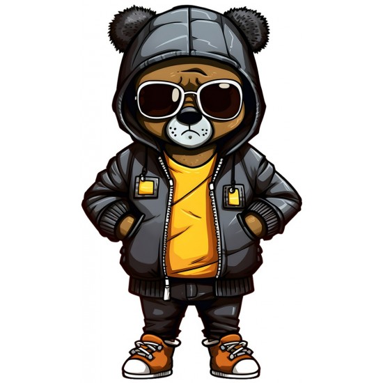 Sticker decorativ, Teddy Hip Hop, Negru, 90 cm, 1332STK-5