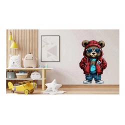 Sticker decorativ, Teddy Hip Hop, Rosu, 90 cm, 1332STK-7 Sticker decorativ, Teddy Hip Hop, Rosu, 90 cm, 1332STK-7