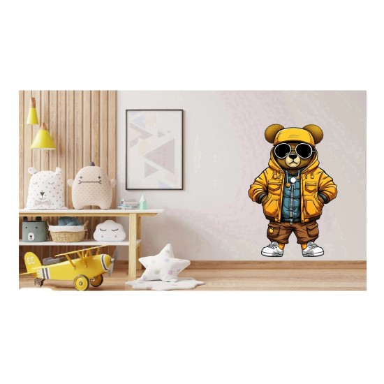 Sticker decorativ, Teddy Hip Hop, Galben, 90 cm, 1332STK-9