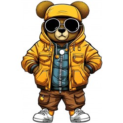Sticker decorativ, Teddy Hip Hop, Galben, 90 cm, 1332STK-9