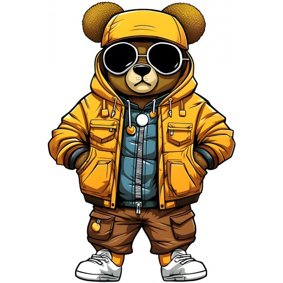 Sticker decorativ, Teddy Hip Hop, Galben, 90 cm, 1332STK-9