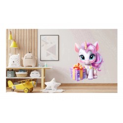Sticker decorativ, Unicorn, Roz, 72 cm, 1333STK-3