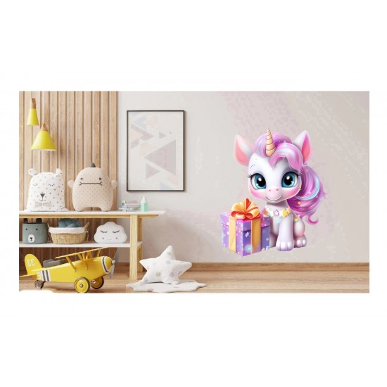 Sticker decorativ, Unicorn, Roz, 72 cm, 1333STK-3