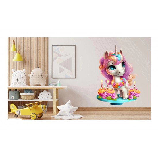 Sticker decorativ, Unicorn, Roz, 88 cm, 1333STK-7