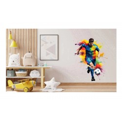 Sticker decorativ, Jucator Fotbal, Albastru, 78 cm, 1335STK-14