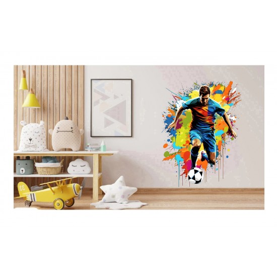 Sticker decorativ, Jucator Fotbal, Multicolor, 74 cm, 1335STK-15 Sticker decorativ, Jucator Fotbal, Multicolor, 74 cm, 1335STK-15