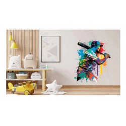 Sticker decorativ, Jucator Baseball, Multicolor, 79 cm, 1335STK-4