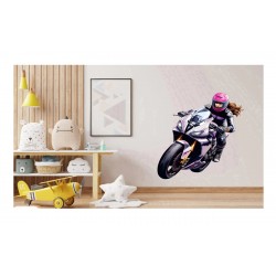 Sticker decorativ, Motocicleta, Roz, 70 cm, 1336STK Sticker decorativ, Motocicleta, Roz, 70 cm, 1336STK