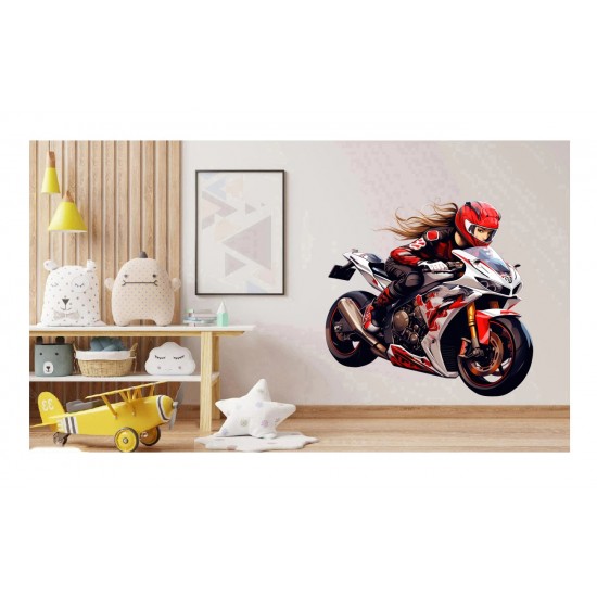 Sticker decorativ, Motocicleta, Rosu, 70 cm, 1336STK-2