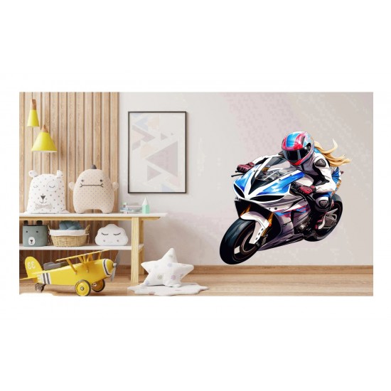 Sticker decorativ, Motocicleta, Alb, 73 cm, 1336STK-5