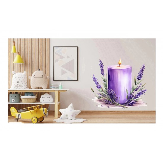 Sticker decorativ, Lumanare cu Lavanda, Mov, 60 cm, 1339STK-6