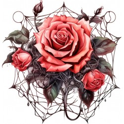 Sticker decorativ, Trandafiri, Rosu, 62 cm, 1343STK-20