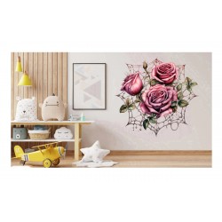 Sticker decorativ, Trandafiri, Roz, 63 cm, 1343STK-21 Sticker decorativ, Trandafiri, Roz, 63 cm, 1343STK-21