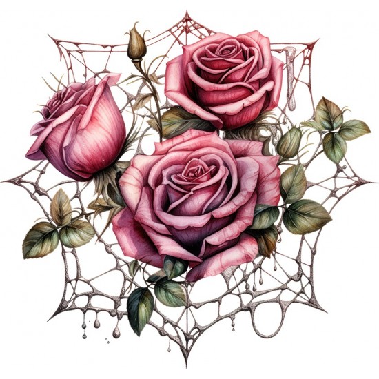 Sticker decorativ, Trandafiri, Roz, 63 cm, 1343STK-21