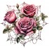 Sticker decorativ, Trandafiri, Roz, 63 cm, 1343STK-21