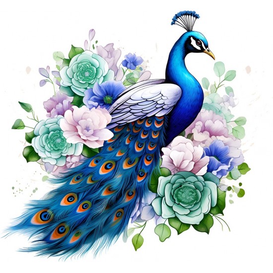 Sticker decorativ, Paun, Verde, 65 cm, 1345STK-6 Sticker decorativ, Paun, Verde, 65 cm, 1345STK-6