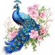 Sticker decorativ, Paun, Multicolor, 64 cm, 1345STK-7 Sticker decorativ, Paun, Multicolor, 64 cm, 1345STK-7