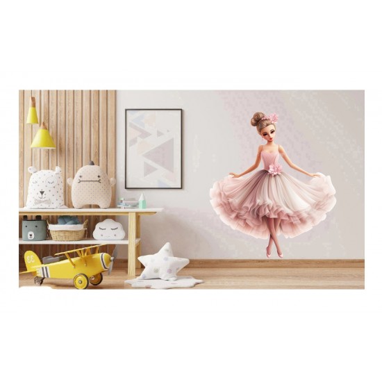 Sticker decorativ, Balerina, Roz, 69 cm, 1346STK-1