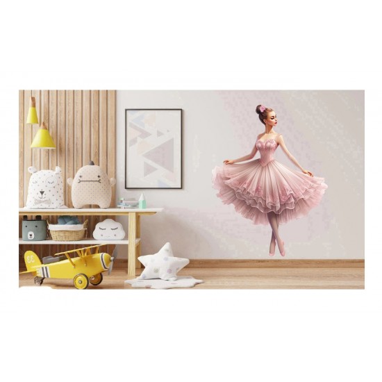 Sticker decorativ, Balerina, Roz, 75 cm, 1346STK-3