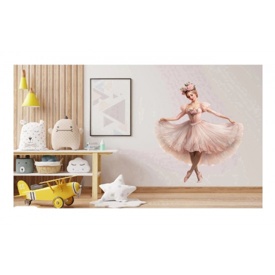 Sticker decorativ, Balerina, Roz, 72 cm, 1346STK-5