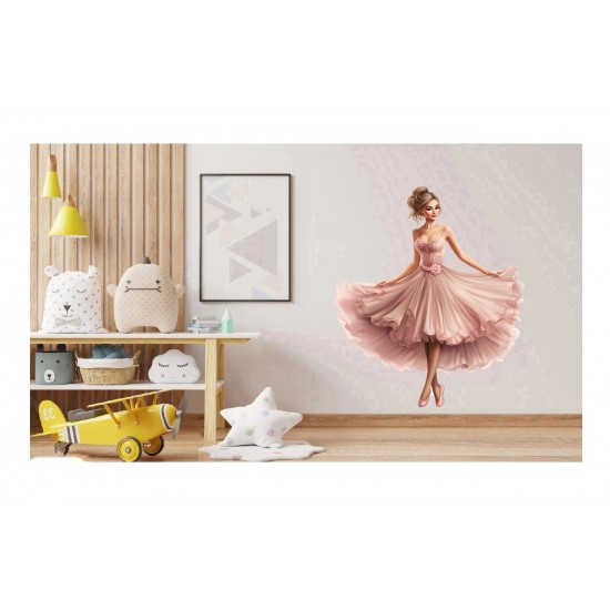 Sticker decorativ, Balerina, Roz, 72 cm, 1346STK-8