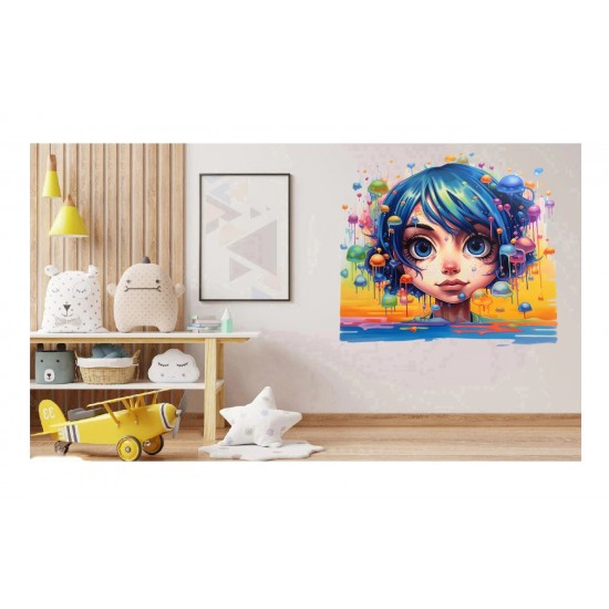 Sticker decorativ, Culori Pastelate, Fata, Albastru, 61 cm, 1347STK Sticker decorativ, Culori Pastelate, Fata, Albastru, 61 cm, 1347STK