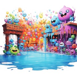 Sticker decorativ, Culori Pastelate, Zambareti, Multicolor, 69 cm, 1347STK-1