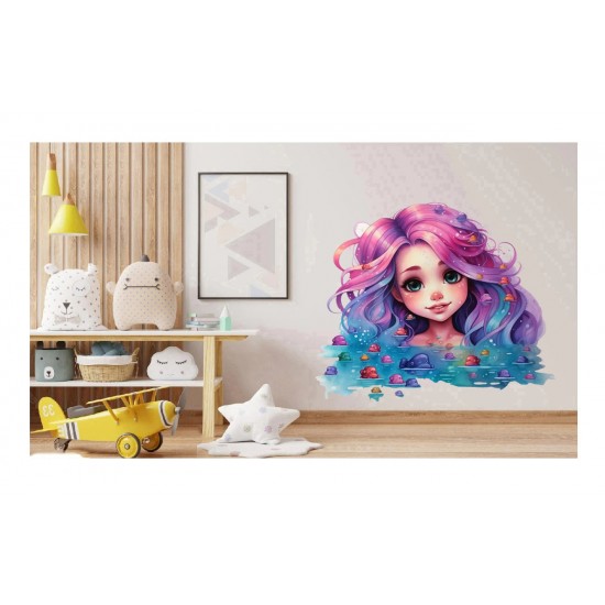 Sticker decorativ, Culori Pastelate, Fata, Mov, 72 cm, 1347STK-11 Sticker decorativ, Culori Pastelate, Fata, Mov, 72 cm, 1347STK-11