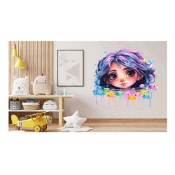 Sticker decorativ, Culori Pastelate, Fata, Multicolor, 60 cm, 1347STK-12
