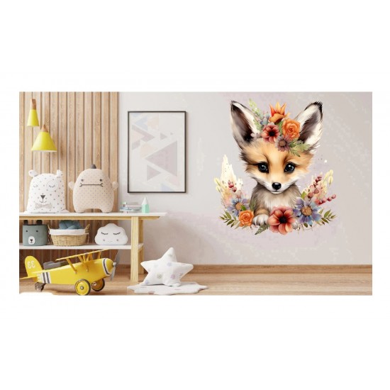 Sticker decorativ, Vulpe, Gri, 67 cm, 1351STK