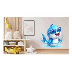 Sticker decorativ, Delfin, Albastru, 64 cm, 1352STK-1