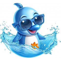 Sticker decorativ, Delfin, Albastru, 66 cm, 1352STK-5