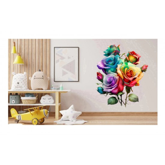 Sticker decorativ, Trandafiri, Multicolor, 74 cm, 1354STK-3