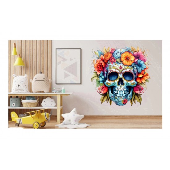 Sticker decorativ, Skull, Turcoaz, 60 cm, 1357STK-7
