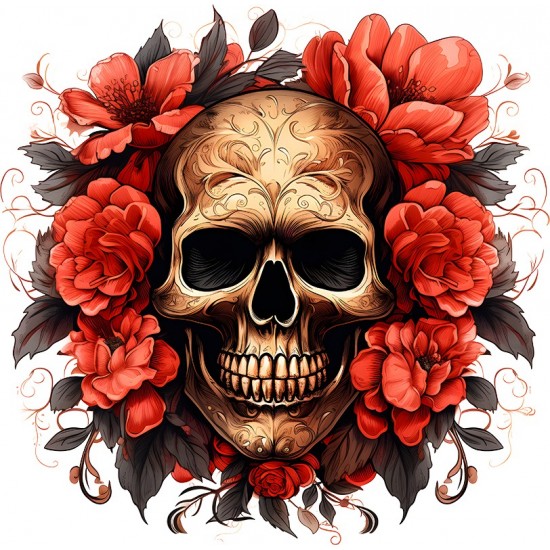 Sticker decorativ, Skull, Rosu, 61 cm, 1357STK-8 Sticker decorativ, Skull, Rosu, 61 cm, 1357STK-8