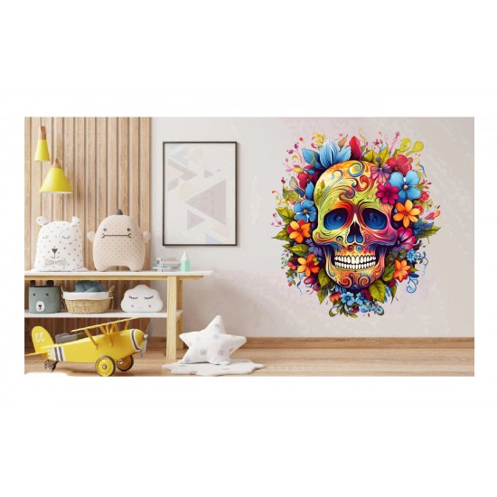 Sticker decorativ, Skull, Multicolor, 66 cm, 1357STK-9