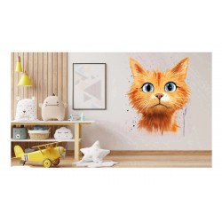 Sticker decorativ, Pisica, Portocaliu, 73 cm, 1358STK