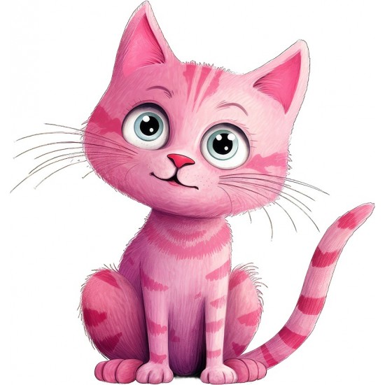 Sticker decorativ, Pisica, Roz, 63 cm, 1358STK-10