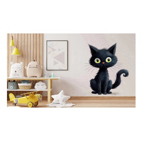 Sticker decorativ, Pisica, Negru, 81 cm, 1358STK-12