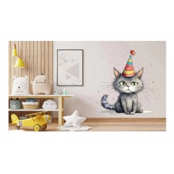 Sticker decorativ, Pisica, Gri, 67 cm, 1358STK-14
