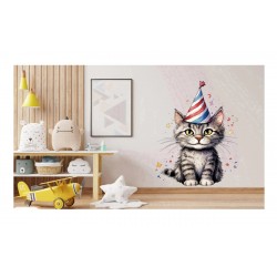 Sticker decorativ, Pisica, Gri, 85 cm, 1358STK-15