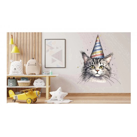Sticker decorativ, Pisica, Gri, 79 cm, 1358STK-16