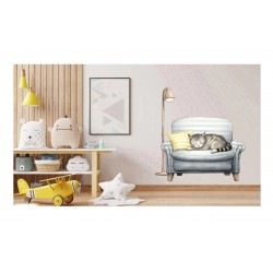 Sticker decorativ, Pisica, Gri, 62 cm, 1358STK-17