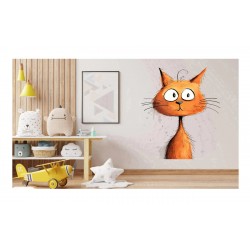 Sticker decorativ, Pisica, Portocaliu, 81 cm, 1358STK-2