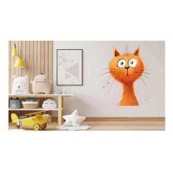 Sticker decorativ, Pisica, Portocaliu, 69 cm, 1358STK-3